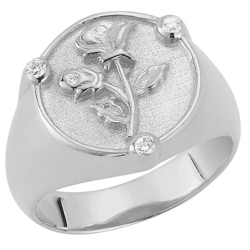 Sunkissed Sterling Cubic Zirconia Flower Ring, Womens Silver Tone Product Image