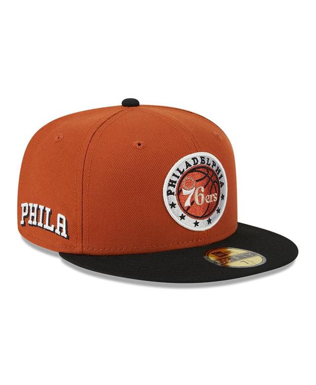 Mens New Era Rust/Black Philadelphia 76ers Two-Tone 59FIFTY Fitted Hat Multicolor Product Image