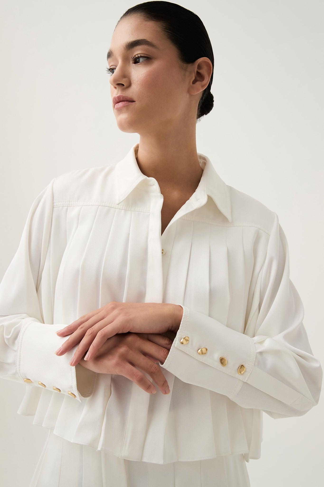 Estrade Pleated Crop Shirt Product Image