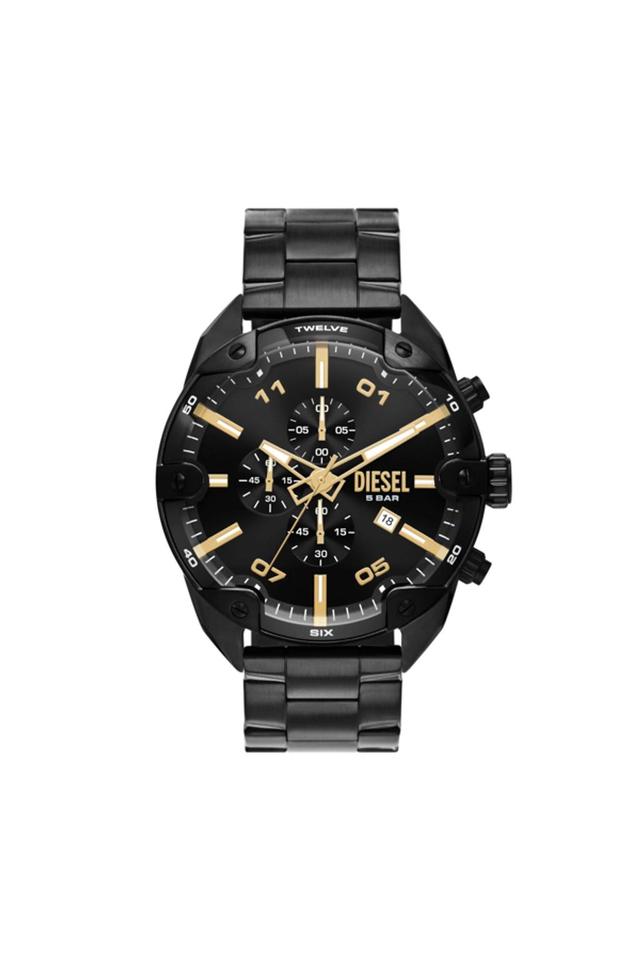 Diesel Mens Spiked Chronograph Black Stainless Steel Watch 49mm Product Image