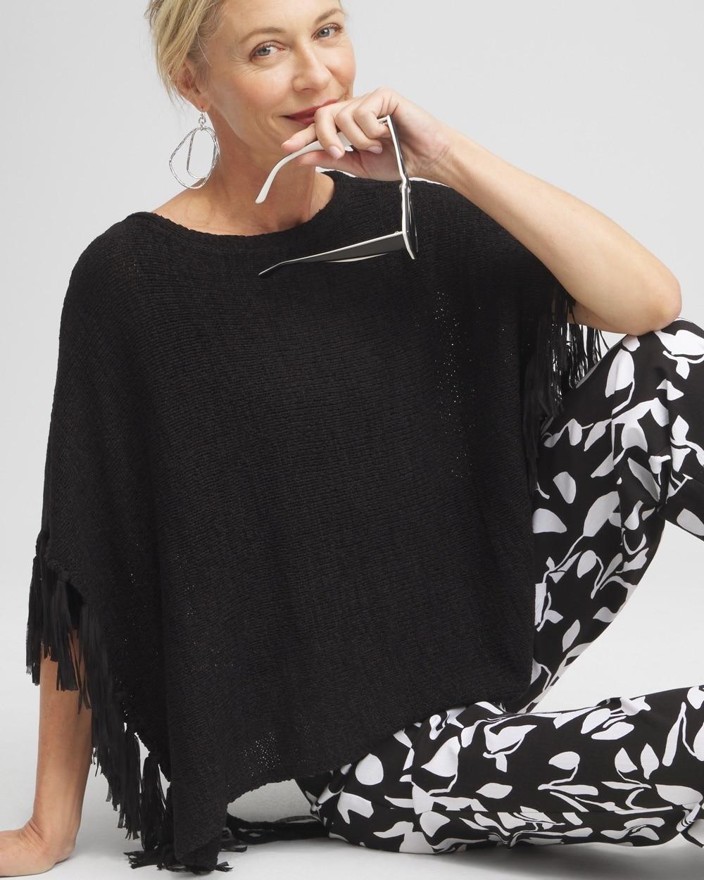 Fringe Knit Poncho Product Image