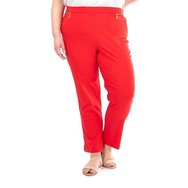 Plus Size Nina Leonard Ankle Length Millennium Pants, Womens Red Product Image