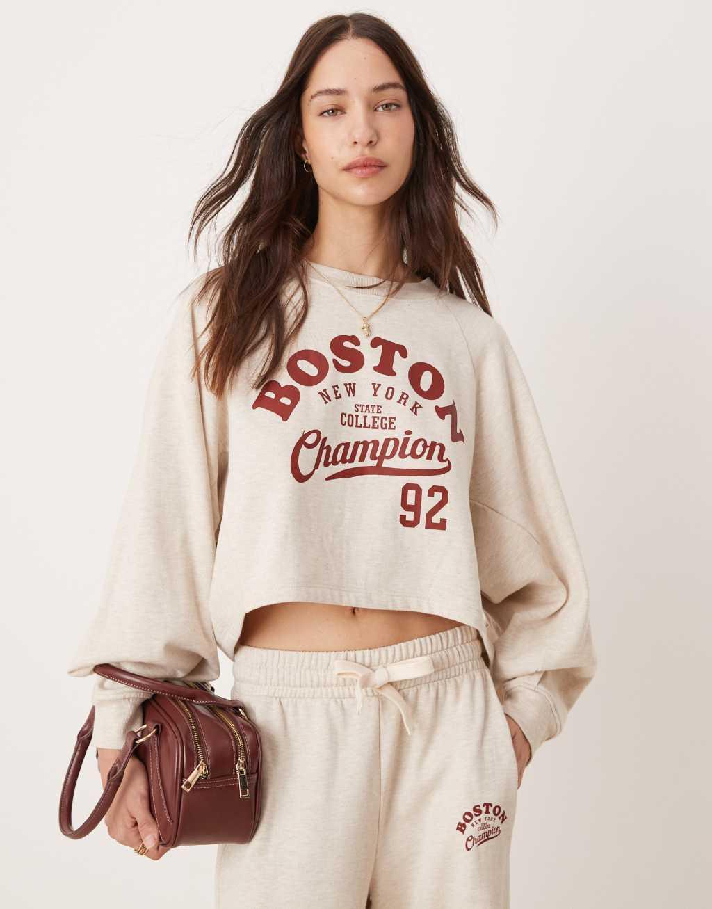 Miss Selfridge boston sweat in oatmeal heather - part of a set product image