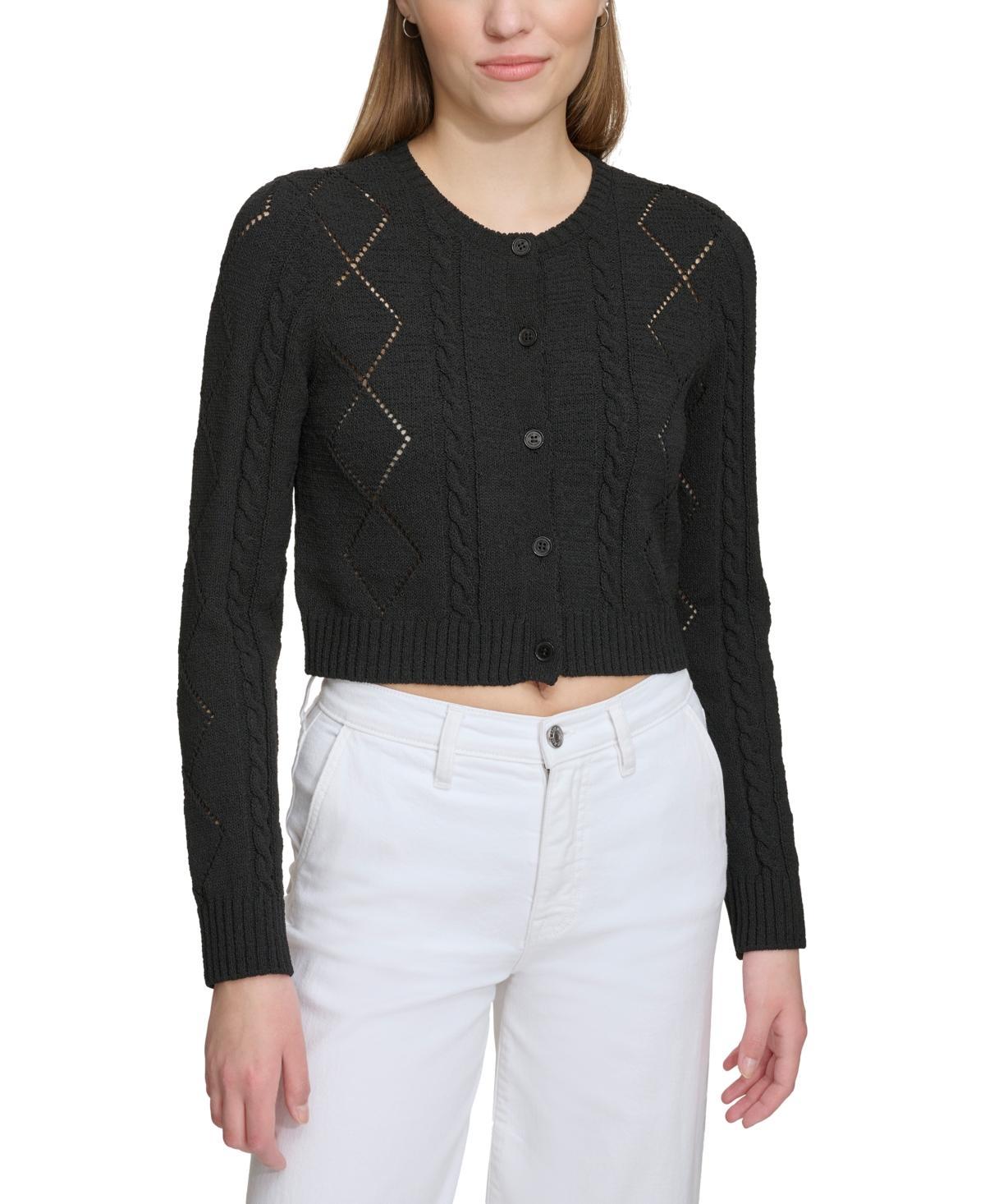 Dkny Jeans Womens Diamond-Shaped Pointelle Cardigan product image