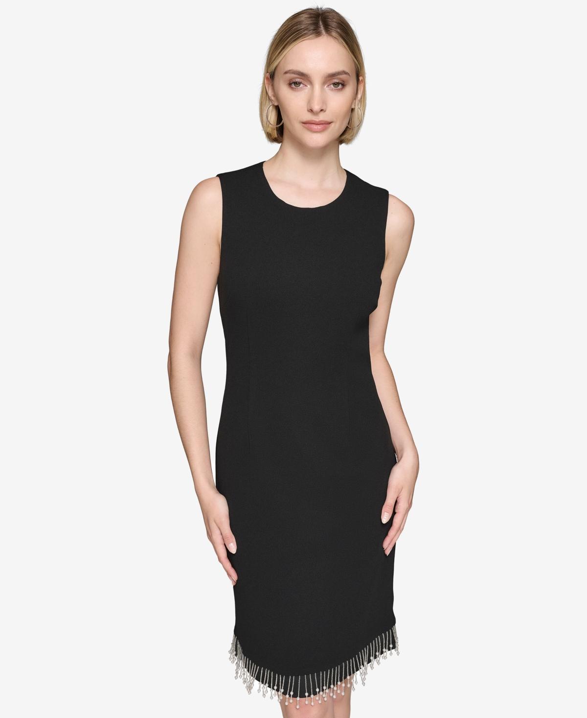 Karl Lagerfeld Paris Womens Fringe-Trim Sheath Dress Product Image