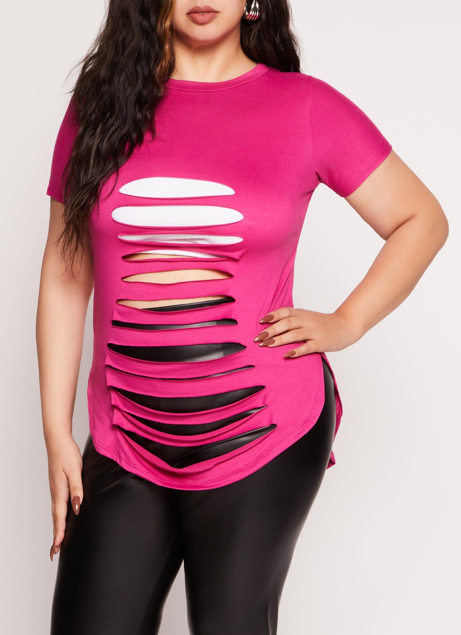 Womens Plus Size Slashed High Low Tee Product Image