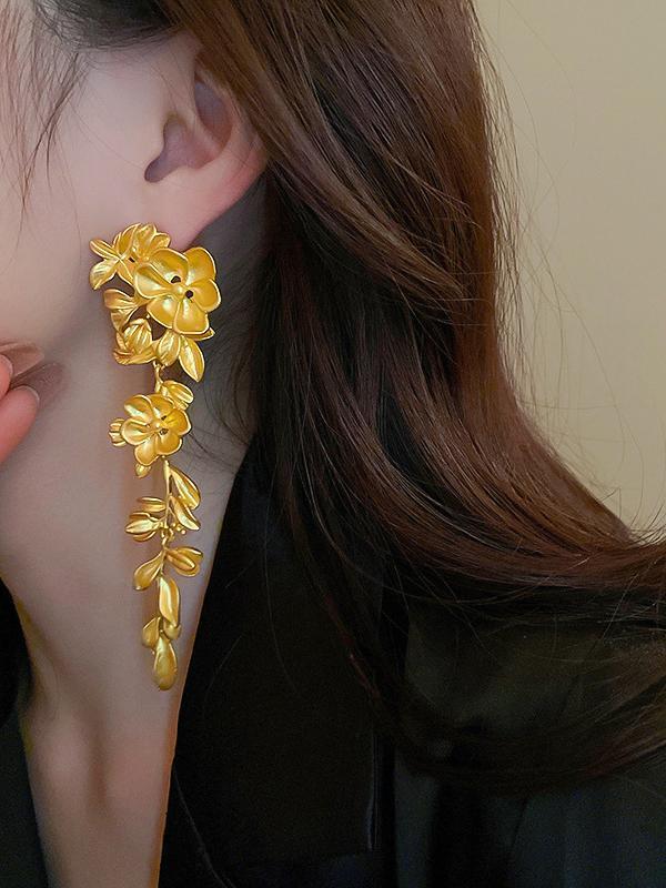 Flower Shape Geometric Solid Color Drop Earrings Product Image