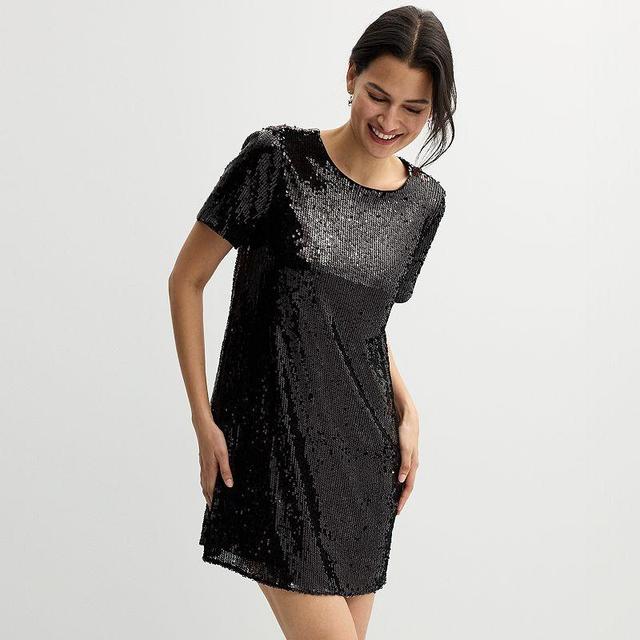 Petite Nine West Short Sleeve Mini Party Dress, Womens Product Image