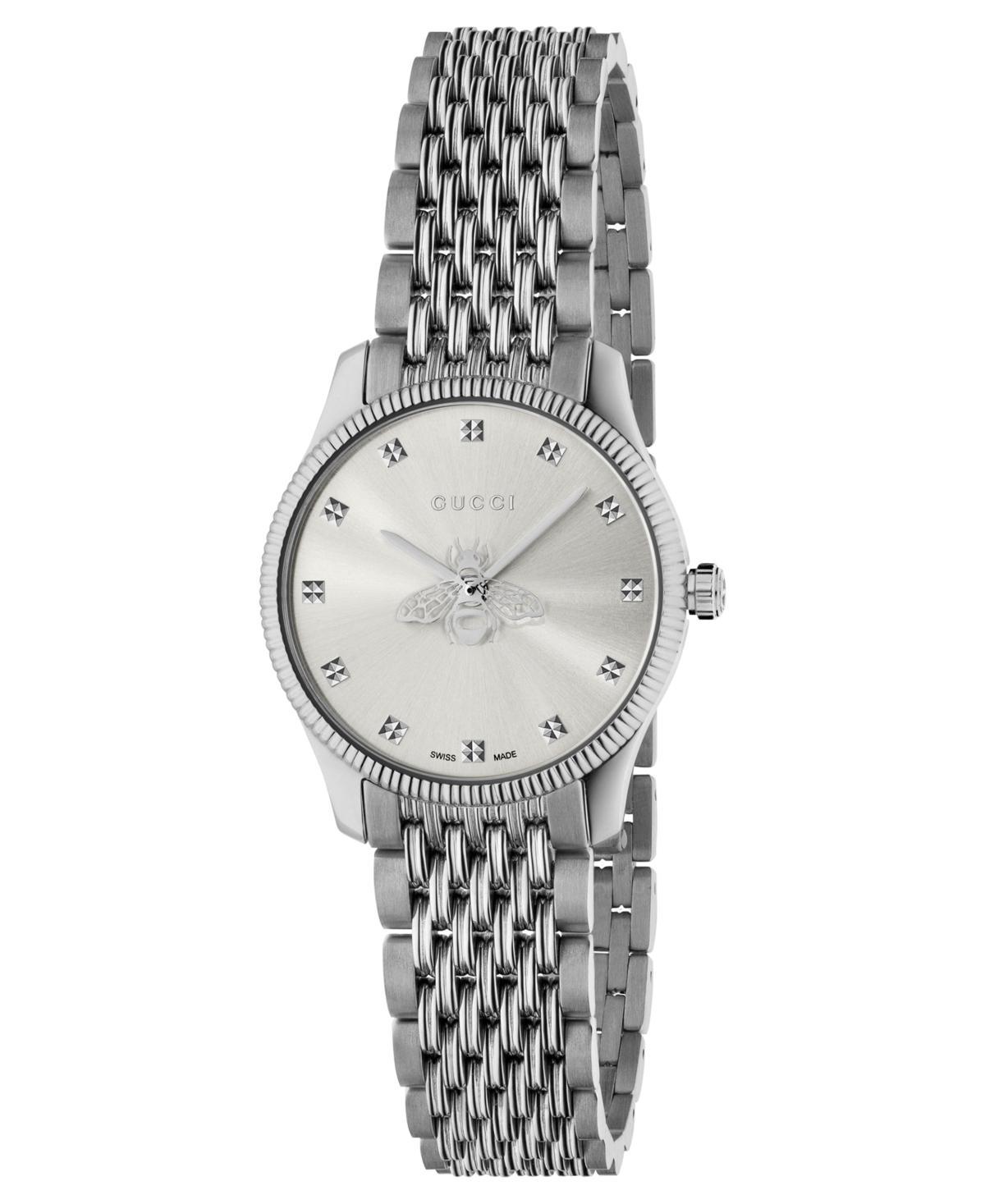 Gucci Womens Swiss G-Timeless Stainless Steel Slim Bracelet Watch 29mm - Silver Product Image