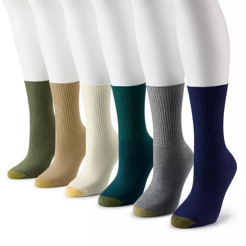 Womens GOLDTOE 6-Pack Turn-Cuff Crew Socks Product Image