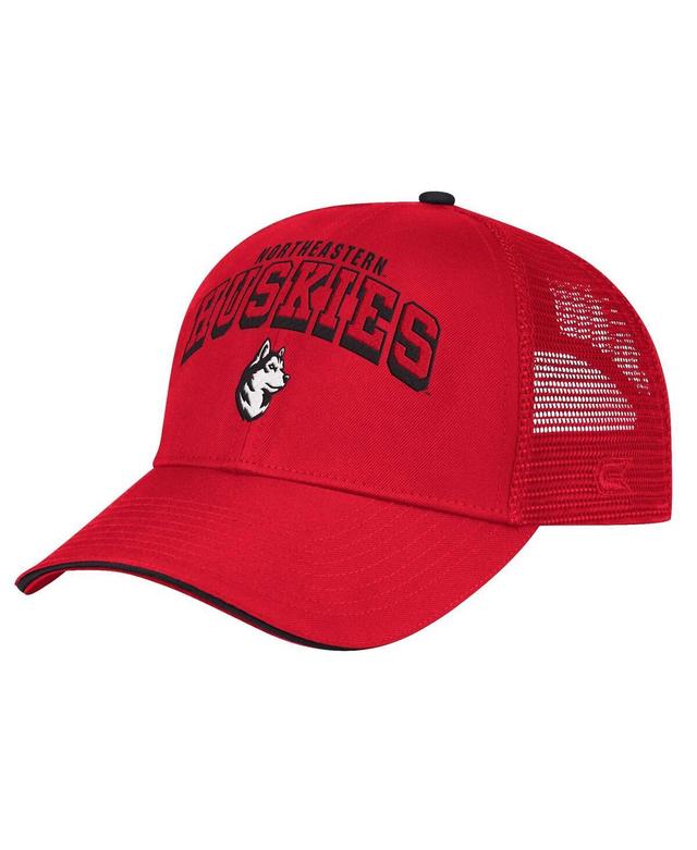 Mens Colosseum Red Northeastern Huskies Wyatt Primary Team Trucker Adjustable Hat Product Image