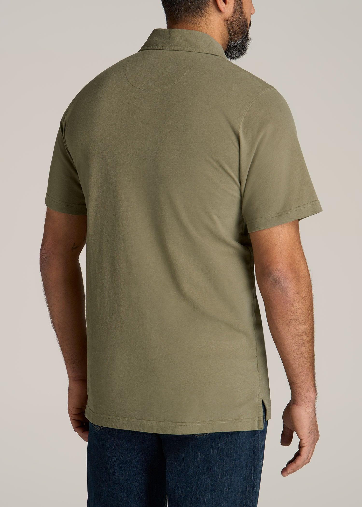 LJ&S Ultra Soft Short Sleeve Cotton Polo for Tall Men in Vintage Moss Green Product Image