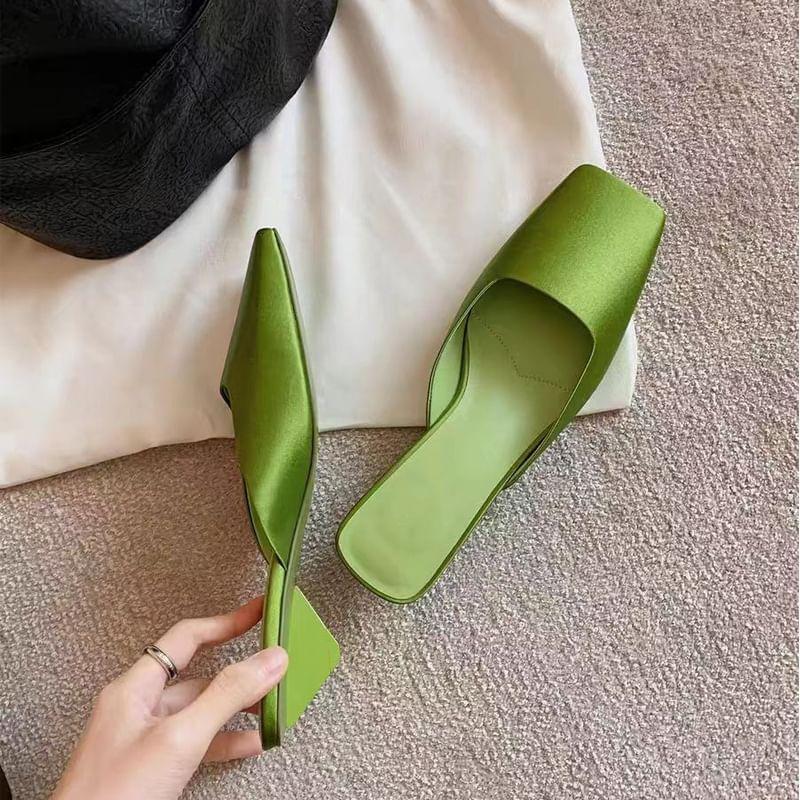 Low Heel Square Toe Plain Mules Product Image