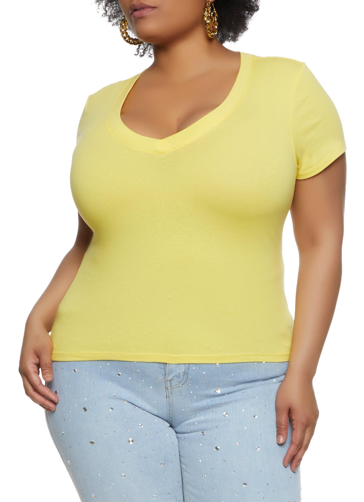 Womens Plus Size V Neck Basic Tee Product Image