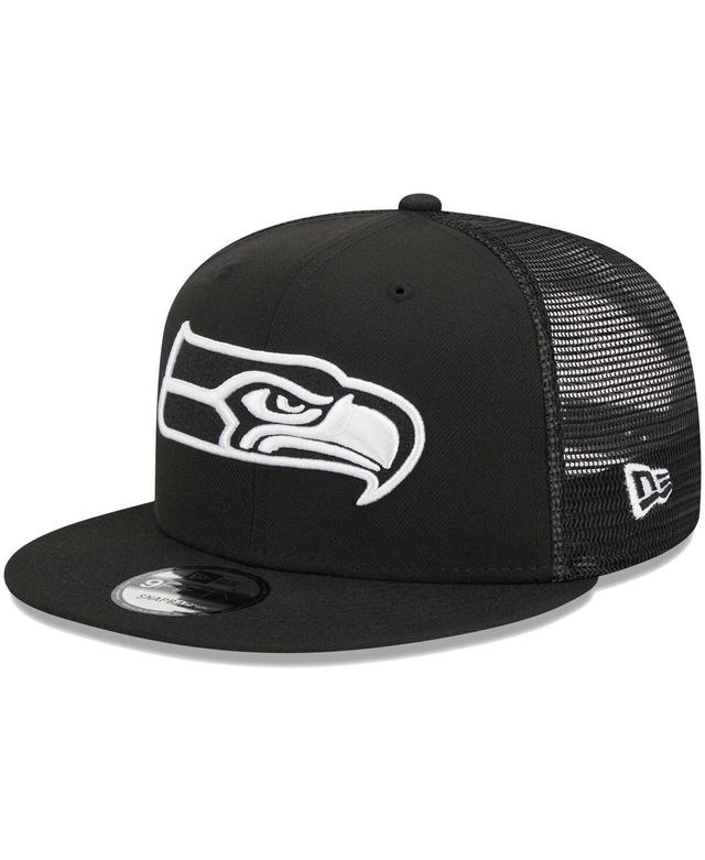 Mens New Era Black Seattle Seahawks Main Trucker 9FIFTY Snapback Hat Product Image