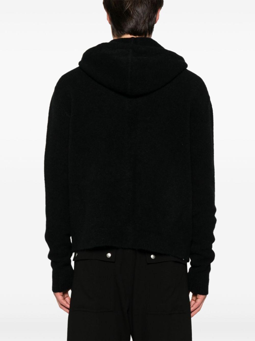 RICK OWENS Fine-knit Zip-up Hoodie In Black Product Image