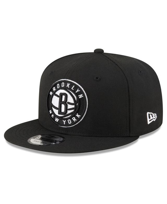 Mens New Era Black Brooklyn Nets Chainstitch 9FIFTY Snapback Hat Product Image