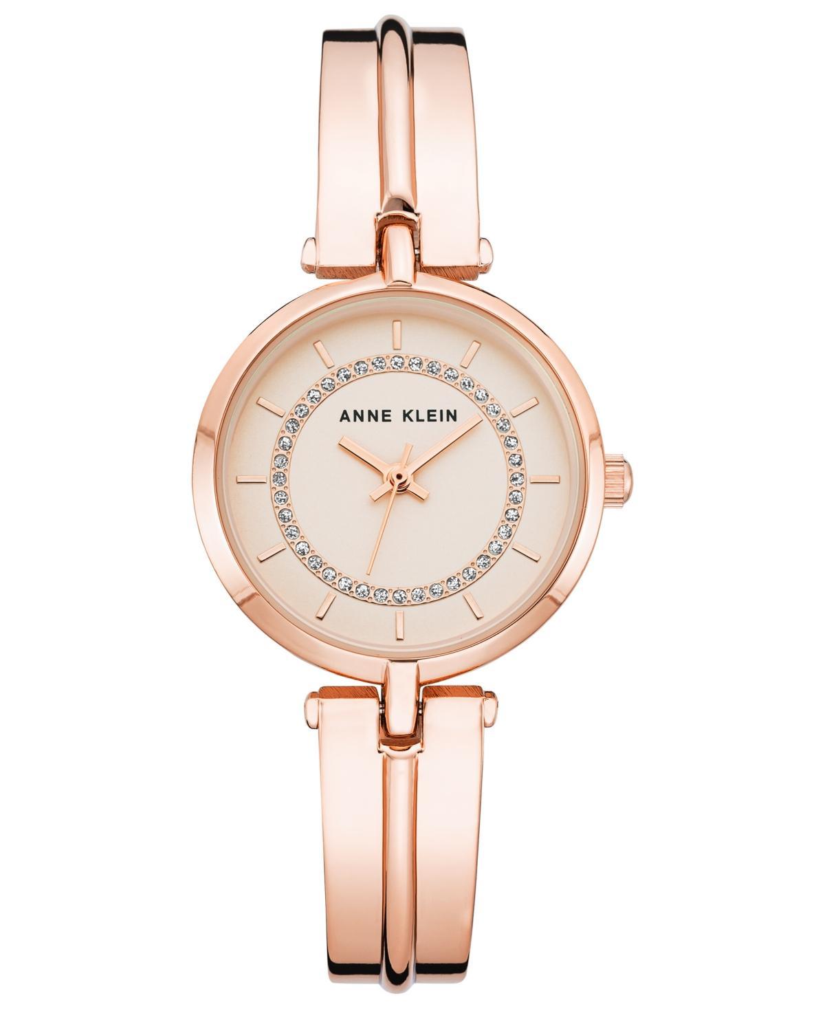 Anne Klein Womens Silver-Tone and Rose Gold-Tone Alloy Bangle with Silver Glitter Watch, 38mm - Silver-tone Product Image