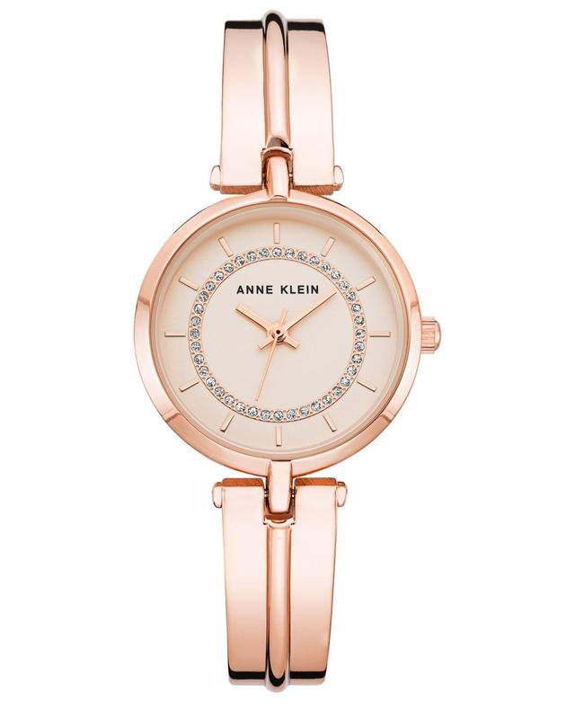 Anne Klein Womens Silver-Tone and Rose Gold-Tone Alloy Bangle with Silver Glitter Watch, 38mm - Silver-tone Product Image