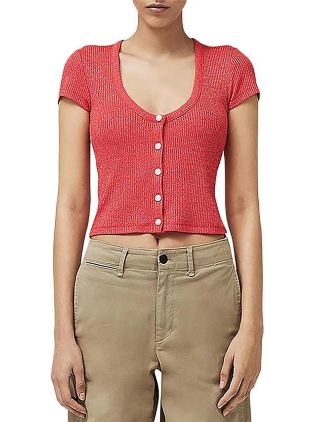 RAG & BONE Womens Button Front Scoop Neckline Pullover Top In Pink Product Image