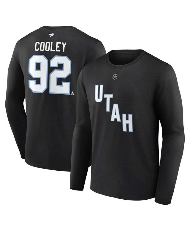 Fanatics Mens Logan Cooley Black Utah Hockey Club Authentic Stack Name Number Long Sleeve T-Shirt Product Image