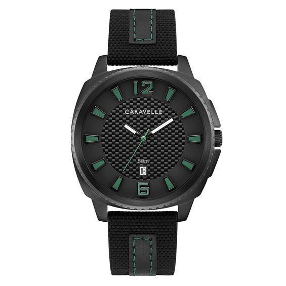 Men's Caravelle by Bulova Black IP Strap Watch with Black Dial (Model: 45B155) Product Image