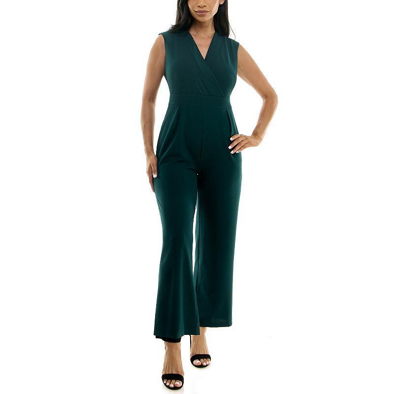 Womens Nina Leonard Surplice Jumpsuit Black Product Image