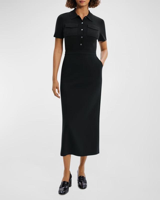 Admiral Crepe Short-Sleeve Utility Midi Dress Product Image