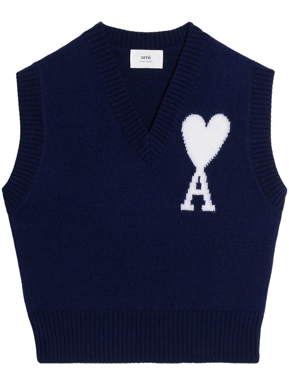 logo-intarsia knitted vest Product Image