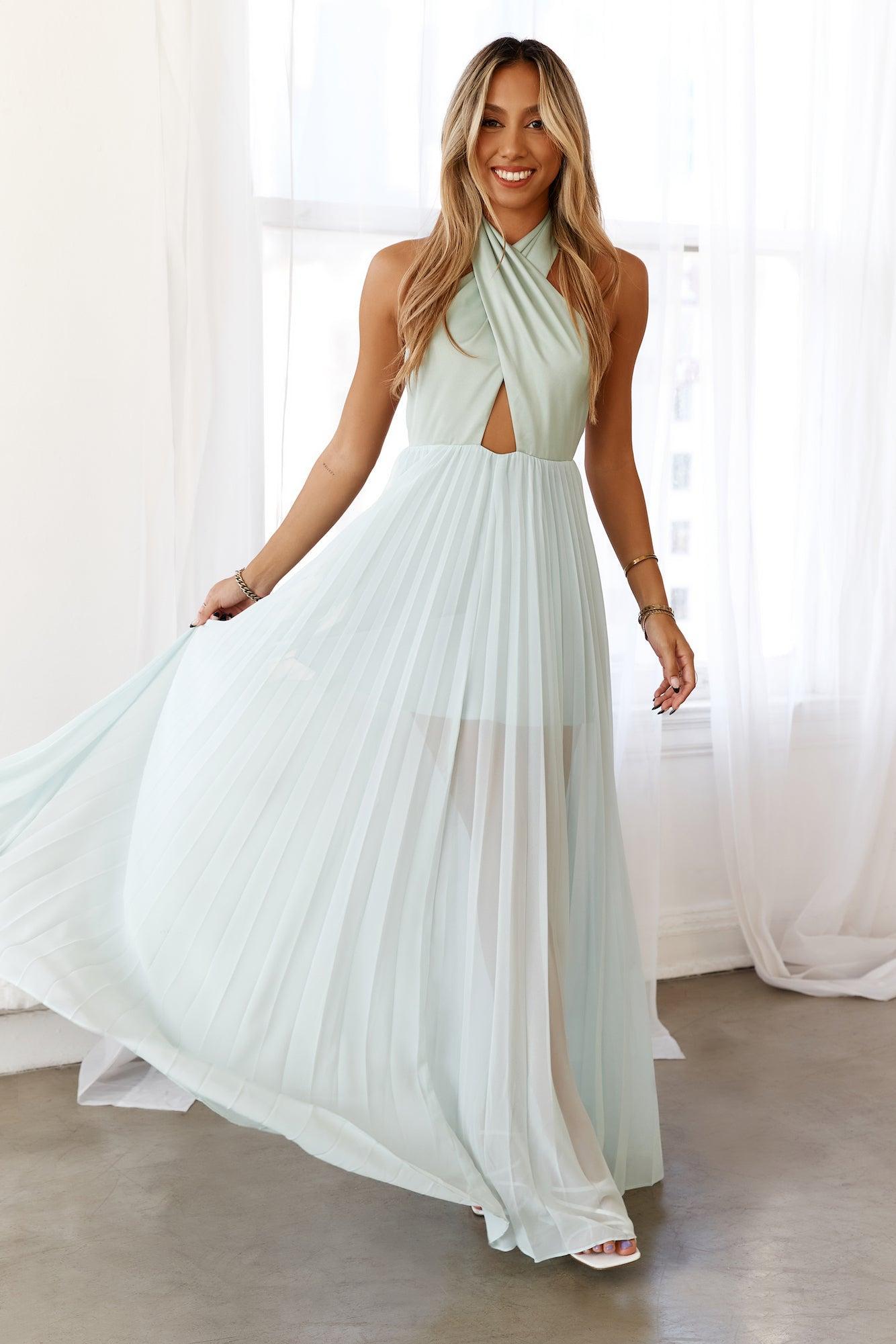 DEAR EMILIA Cascading Horizons Maxi Dress Sage Product Image