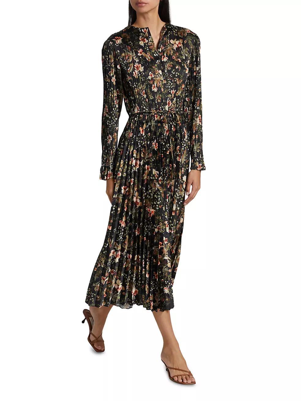 Orchid Vine Pleated Midi-Dress Product Image