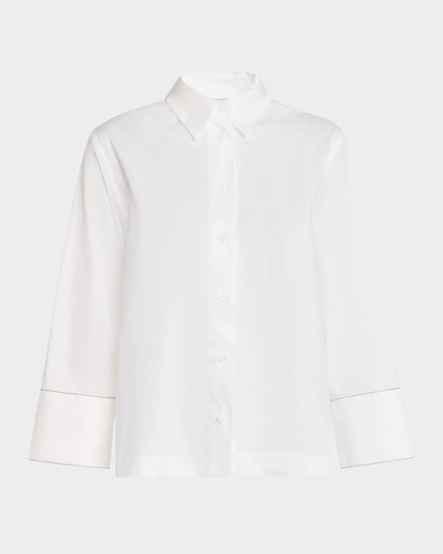 Chain-Trim Stretch Cotton Shirt Product Image