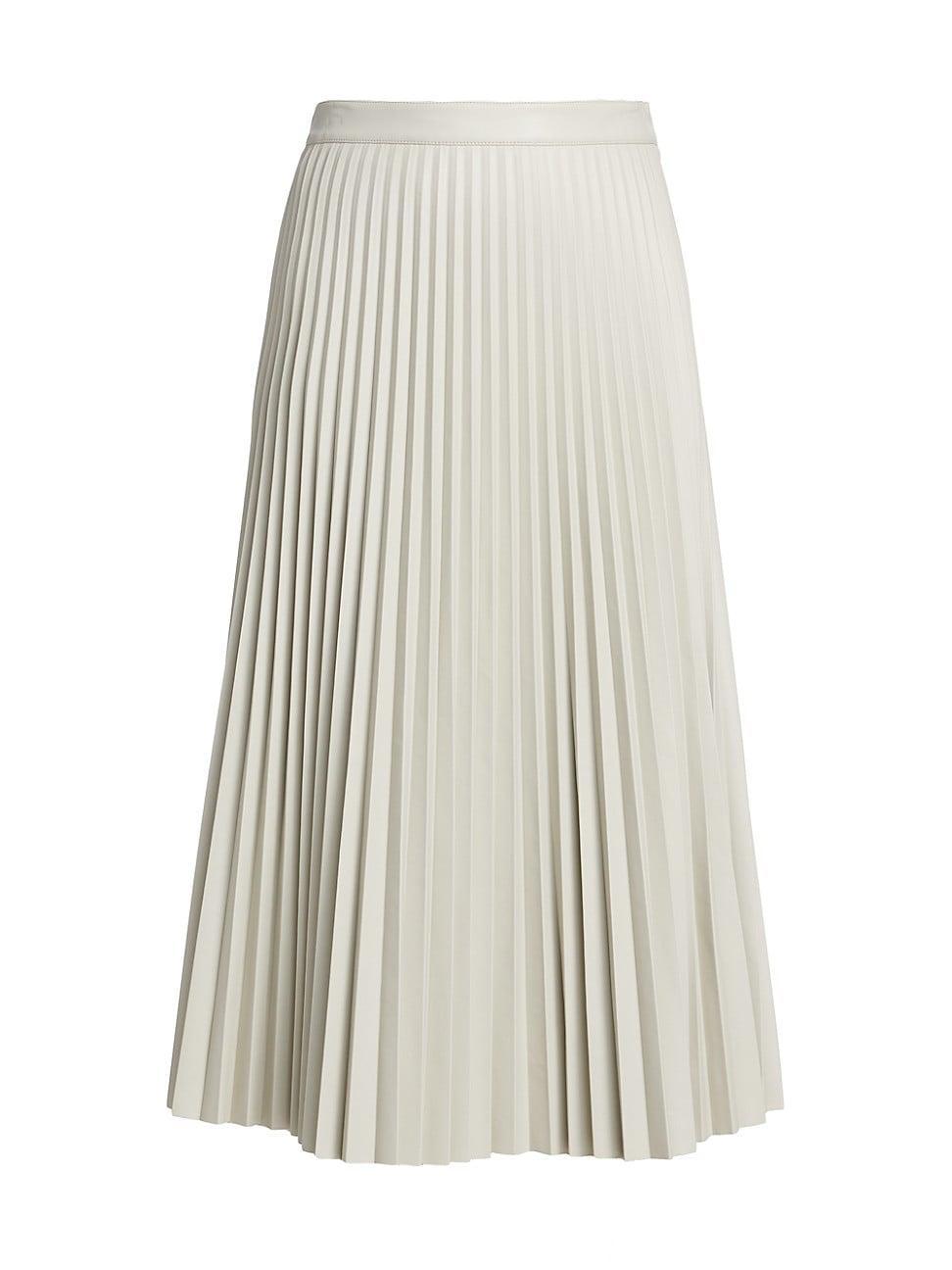 Womens Pleated Faux-Leather Midi-Skirt Product Image