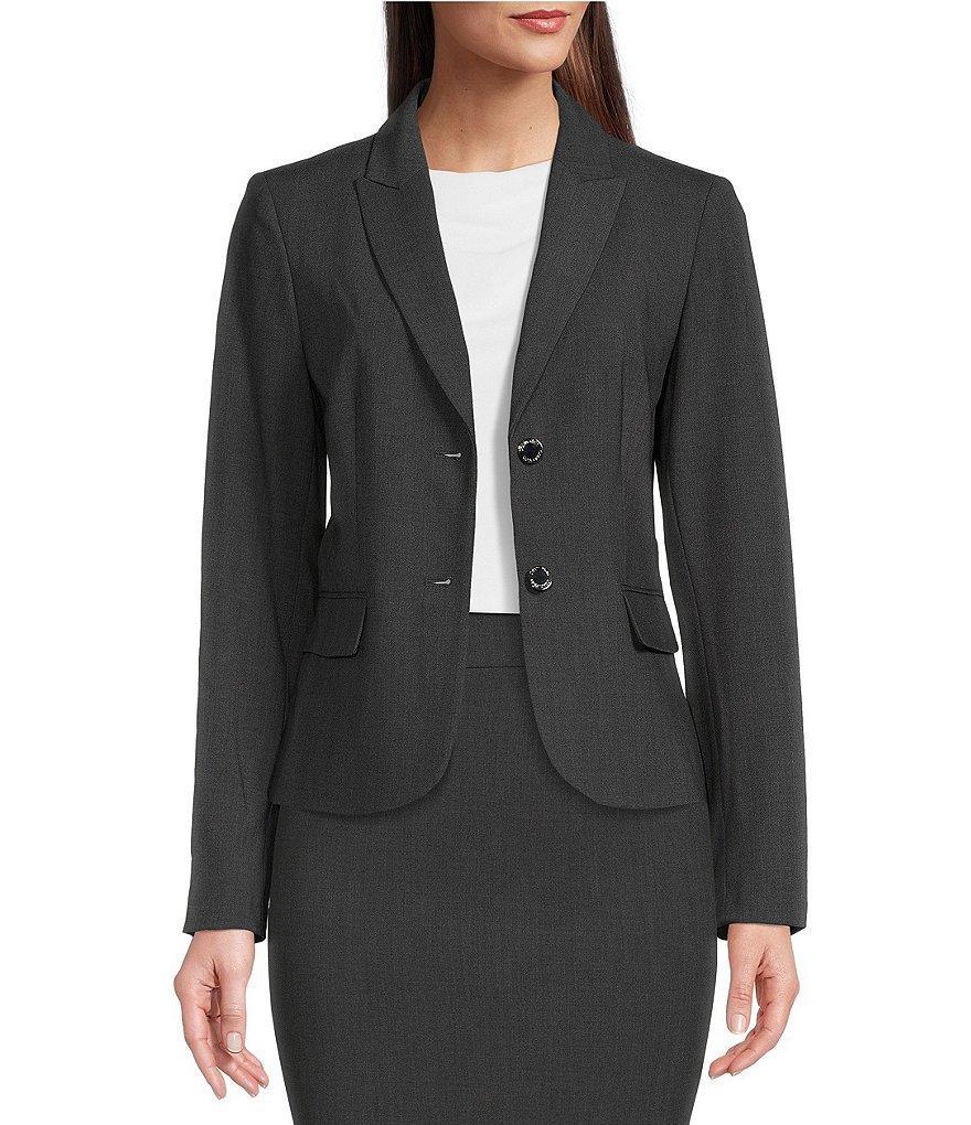 Calvin Klein Notch-Collar Long Sleeve Padded Shoulder Luxe Stretch Coordinating Jacket Product Image