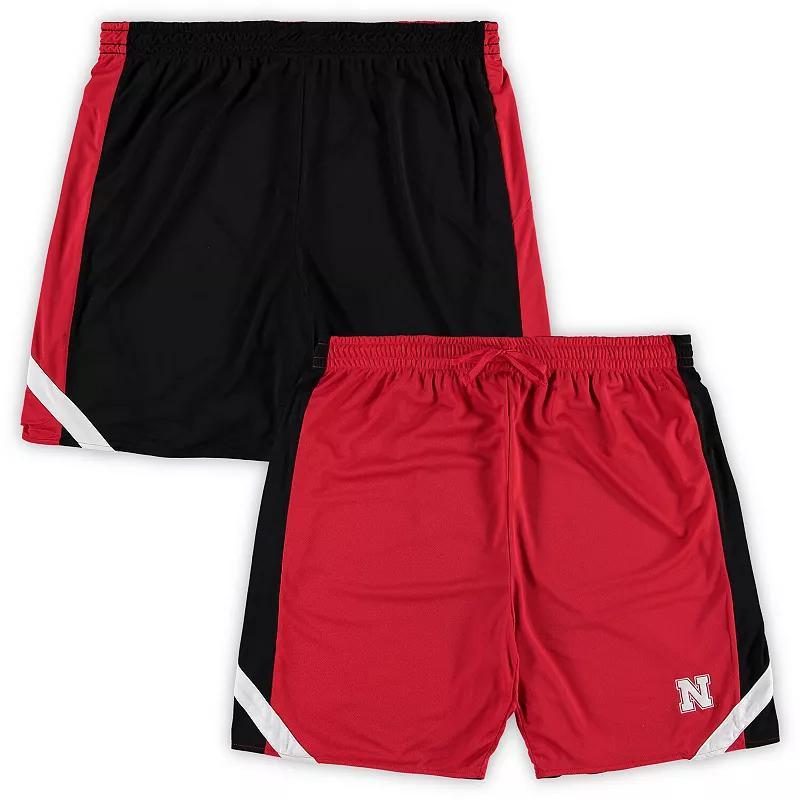 Mens Colosseum Scarlet/Black Nebraska Huskers Big & Tall Team Reversible Shorts Product Image