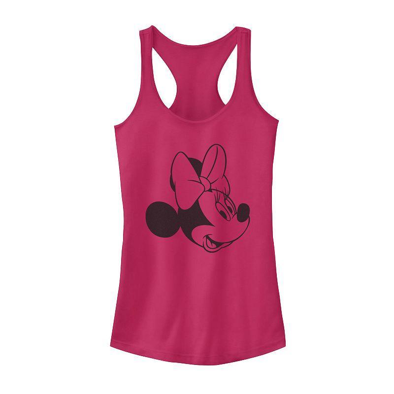 Disneys Minnie Mouse Black And White Head Shot Juniors Racerback Tank Top, Girls Product Image