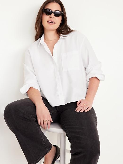 Button-Down Oxford Crop Shirt Product Image