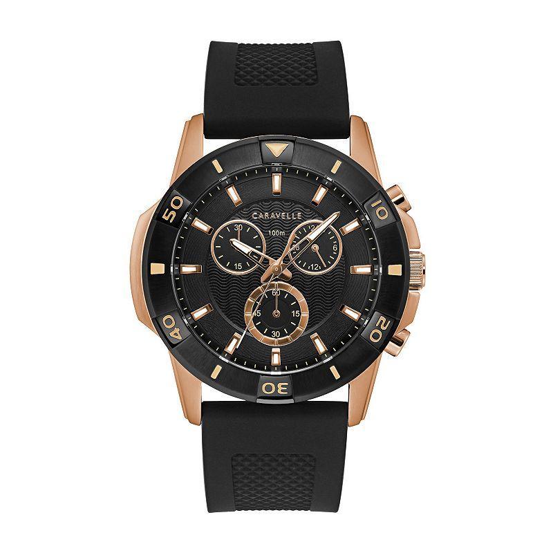 Caravelle by Bulova Mens Chronograph Black Silicone Watch - 45B157 Product Image