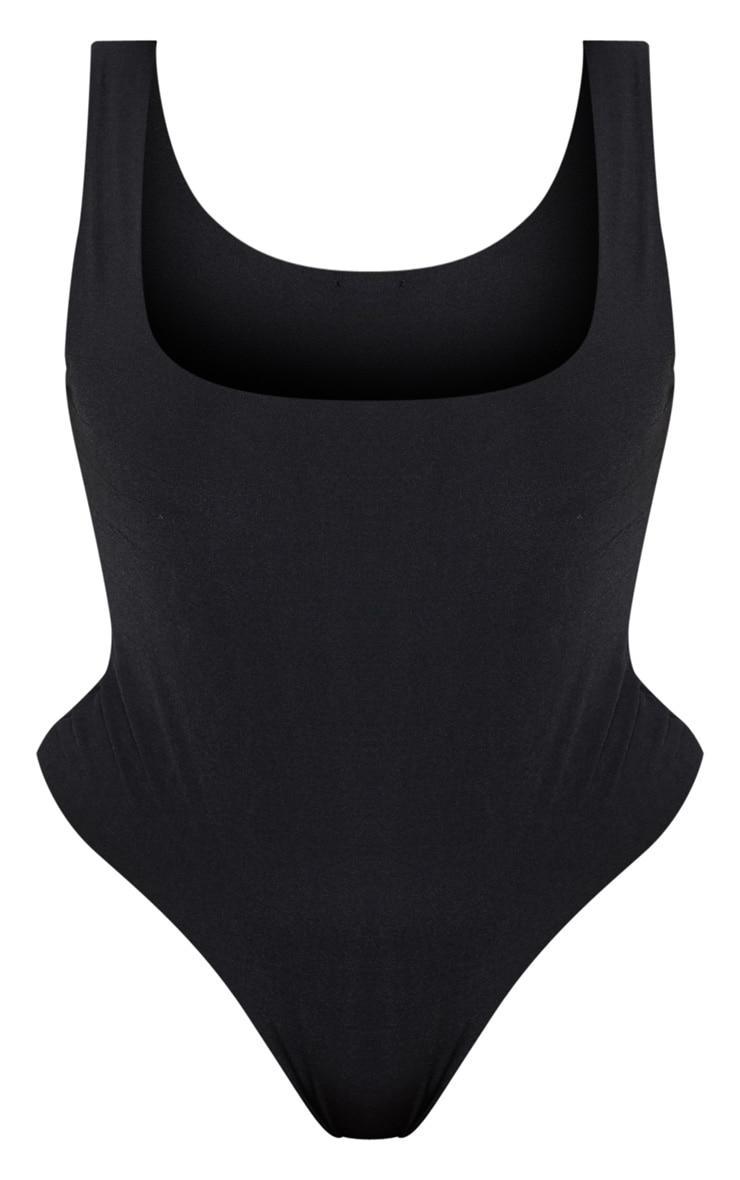 Plus Black Slinky Square Neck Thong Bodysuit Product Image