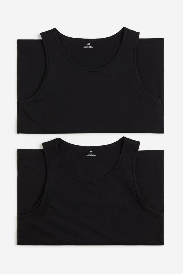 H & M - 2-pack Regular Fit Tank Tops - Black Product Image