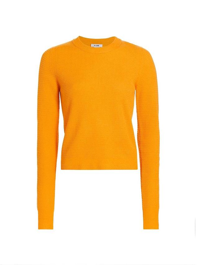 Womens Wool-Blend Waffle Long-Sleeve Top Product Image