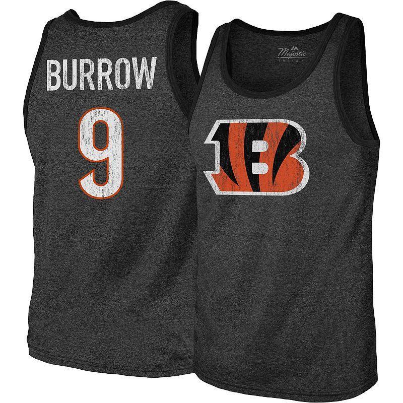 Mens Majestic Threads Joe Burrow Cincinnati Bengals Name & Number Tri-Blend Tank Top Product Image