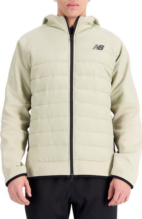 New Balance Mens New Balance Tech Fleece Hybrid Jacket - Mens Beige Product Image