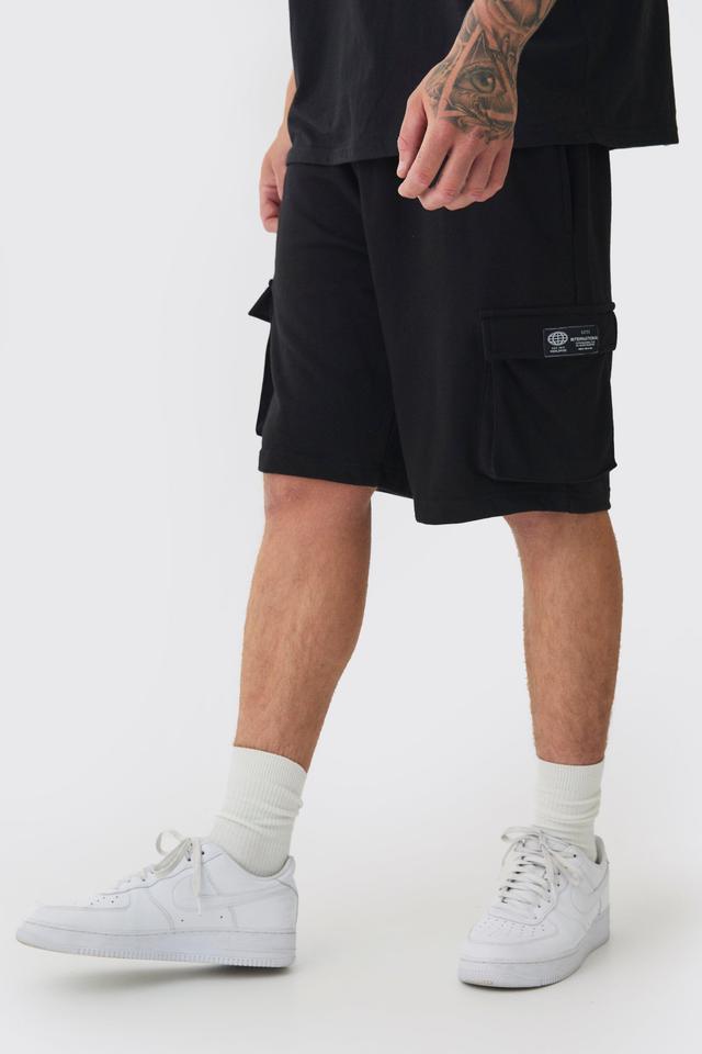 Tall Woven Tab Relaxed Fit Cargo Shorts | boohooMAN USA Product Image