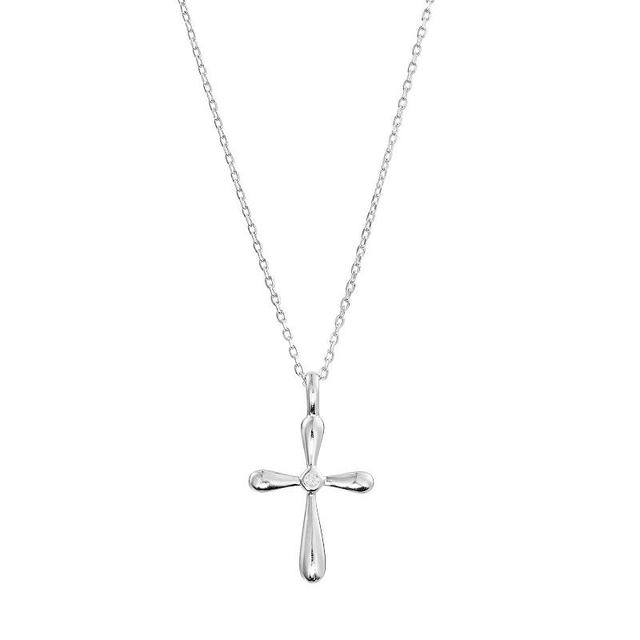 Main and Sterling Sterling Silver Diamond Accent Cross Pendant Necklace, Womens Silver Tone Product Image