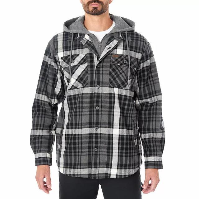 Mens Smiths Workwear Plaid Flannel Hooded Layered Shirt Jacket Product Image