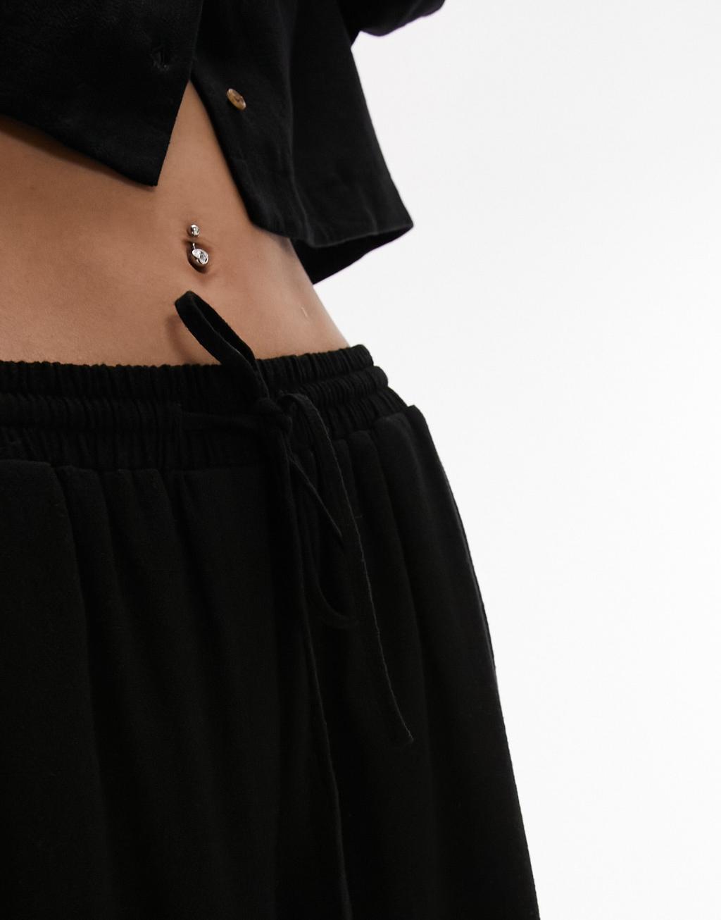 Topshop linen look wide leg relaxed pants Product Image