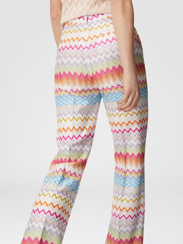 Capri trousers in chevron lamé knit with sequins Multicoloured | Missoni Product Image