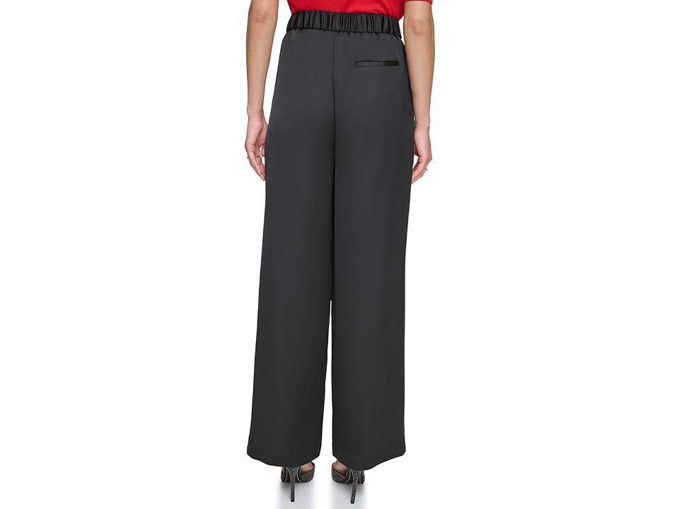 DKNY Pleated Wide Leg Satin Trousers Women's Casual Pants Product Image