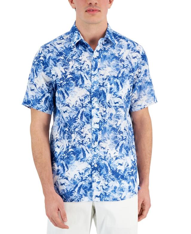 Club Room Mens Tropical Print Short-Sleeve Button-Front Linen Shirt, Created for Macys Product Image